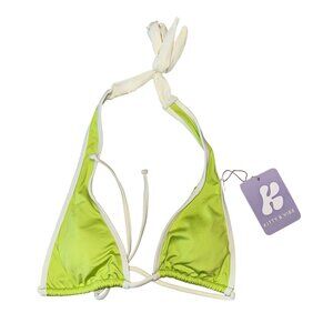 NWT Kitty and Vibe Chartreuse Bikini Halter Top Zuma Small Neon Yellow